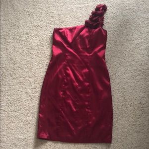 Size 7 Red One Shoulder Satin Maurices Dress